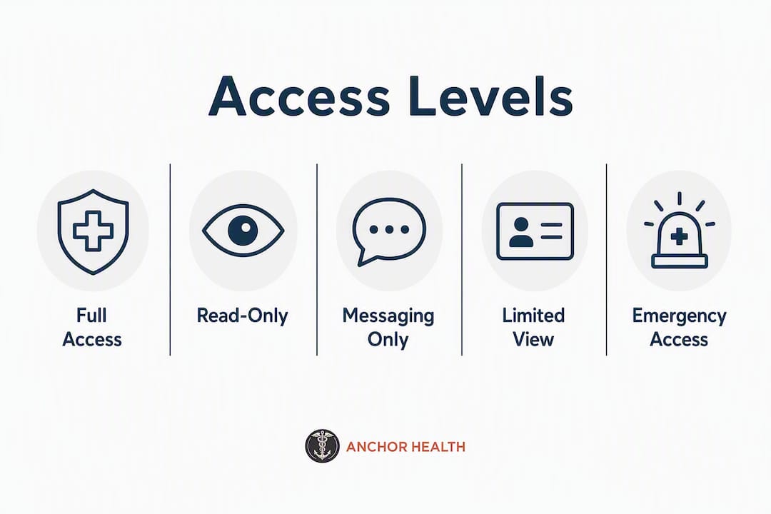 Infographic showing caregiver portal permission levels hierarchy