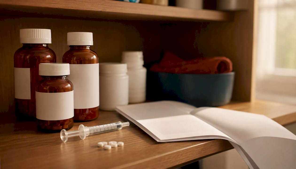 Child antibiotic bottles and dosing syringe